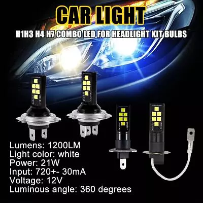 H1-H7 Combo LED Headlight Bulbs Kit 240W 52000LM High 6000K Low Beam White • $4.02