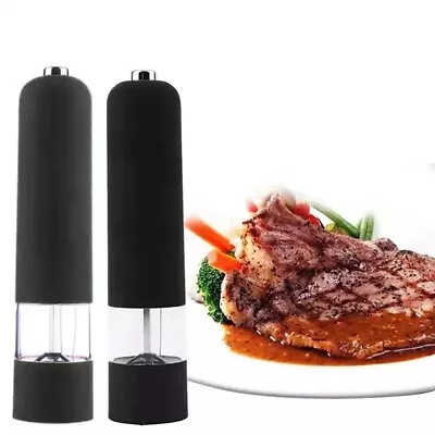 2pcs Electric Salt And Pepper Mill Grinder Adjustable Mill Shaker Light Up LED • £10.99