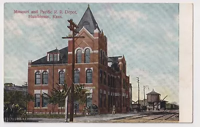 MISSOURI AND PACIFIC R.R. DEPOT HUTCHINSON KANSAS RENO COUNTY KS POSTCARD C1907 • $4.97