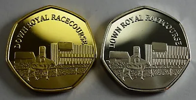 £9.99 • Buy Pair Of DOWN ROYAL RACECOURSE Commemoratives. 24ct Gold. Silver. Albums/Filler
