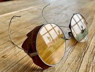 $120 • Buy Antique Amber Willson Sunglasses Goggles Spectacles Vtg Steampunk Safety Glasses