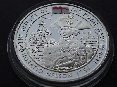 1 Oz Silver Proof 2003 Guernsey Five Pounds Horatio Nelson History Of Royal Navy • £34.99