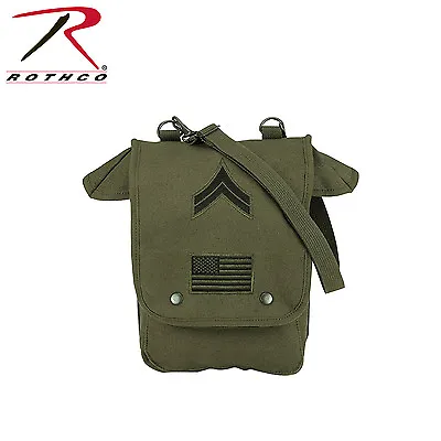 Rothco 8796 Canvas Map Case Shoulder Bag W/ Military Patches - Olive Drab • $23.99