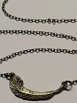 Vintage Writers Quill Feather Pen Necklace Sterling Silver 925 16   18   Choker • $14