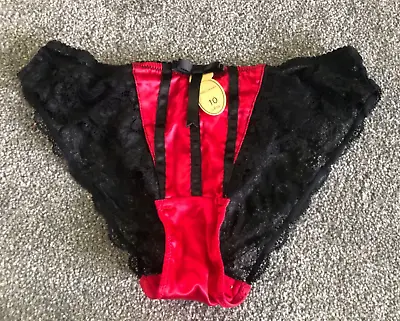 Bnwt La Senza Briefs Eliza Black And Red Size 10 Luxury Silk Valentines Gift • £10.99