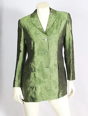 Laurel By Escada Silk Green Blazer Jacket Female Vintage Size 38 • $50