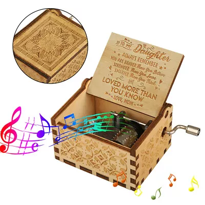 Wooden Music Box Mom/Dad To Daughter -You Are My Sunshine Engraved Toy Kid Gift • $4.70