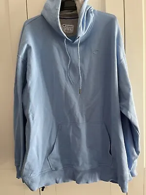 Vintage Men’s Champion Hoodie Light Blue With Grey Lined Hood Jumper Sweater • $40