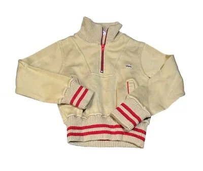 Vintage 80’s IZOD LACOSTE Beige Full Zip Sweater Tan Alligator Kids Size 6 • $24.95
