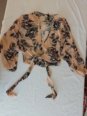 £12 • Buy Ladies Wrap Over Cardigan Atmosphere Size 6 Sheer Cropped Pink 23318