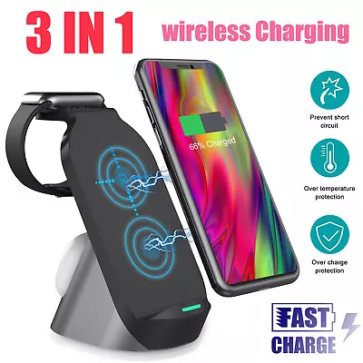 $31.96 • Buy New 3 In 1 Wireless Charging Dock Station Charger For Apple Watch IPhone 13 14 