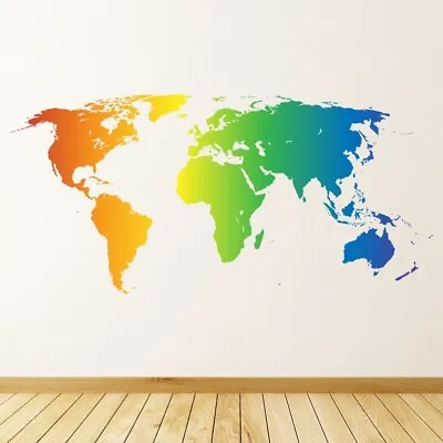 World Map Rainbow Colours Wall Sticker WS-45486 • £17.98