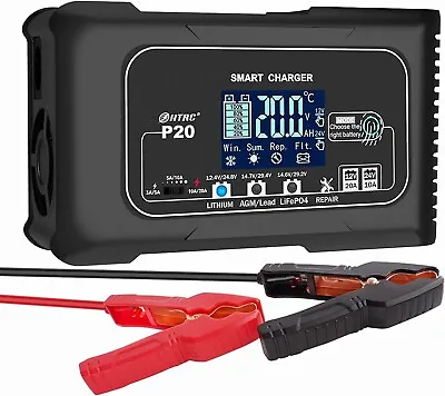 20-Amp Smart Battery Charger12V/20A 24V/10A LithiumLifepo4Lead-Acid Car AGM • $36.92