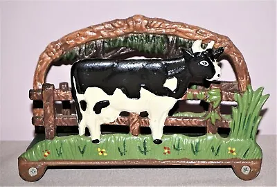 Vintage Cast Iron Cow Towel Napkin Holder Farmhouse Letter Organizer • $19.95