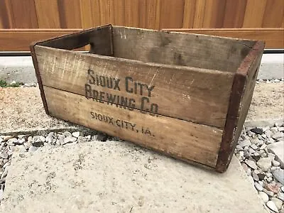 Vintage Wooden Beer Crate Sioux City Brewing Co. Iowa Wood Brewery Box • $199.99