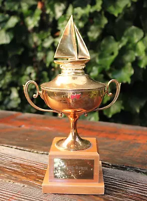 Vintage 1950s Brass Regatta Boat Yacht Sailing Racing Trophy Winners Cup 12  • $179.99