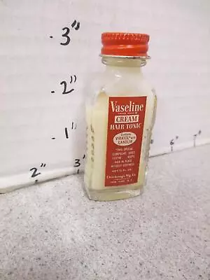 VASELINE Cream Hair Tonic 1950s Sample Size Glass Bottle Chesebrough Lanolin • $29.99
