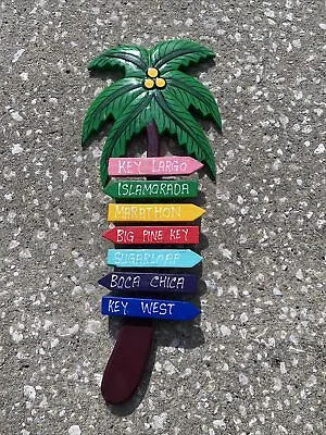 $20 • Buy Key West Directional Sign Hand Carved Wood Sign Wall Art Home Tiki Decor
