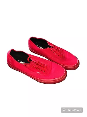 Vans Authentic True Red Sneakers Mens Size 9 Monochrome Red Skate Shoes • $34.95