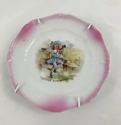 Vintage Little Blue Boy Painted German Nursery Rhyme Children's Pink Plate • $16.99