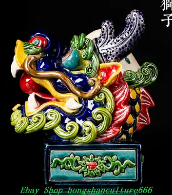 7'' Rare Chinese Wucai Porcelain Feng Shui Dragon Loong Head Statue Sculpture • $247.80