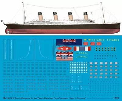 Peddinghaus 1/200 RMS Titanic British Ocean Liner Markings White Star Line 3819 • $20.36