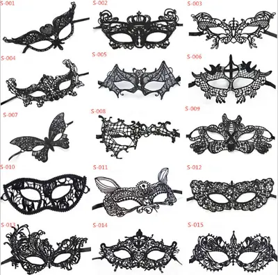 Black Lace Eye Mask Costume Ball Party Fancy Dress Ladies Masquerade Mask - NEW • $2.69