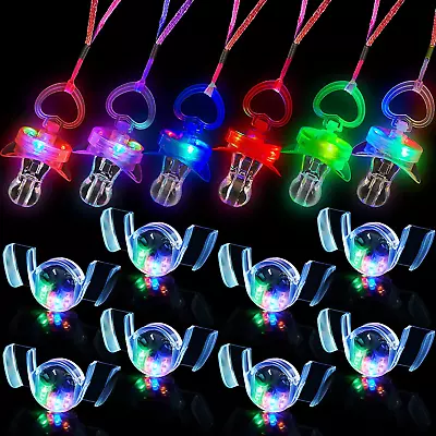 8 Pcs LED Light Up Rave Pacifier Necklace And 8 Pcs Flashing LED Mouthpiece For  • $33.99