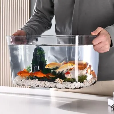 PET Desktop Goldfish Bowl Transparent Tabletop Fish Tank  Home • $27.21
