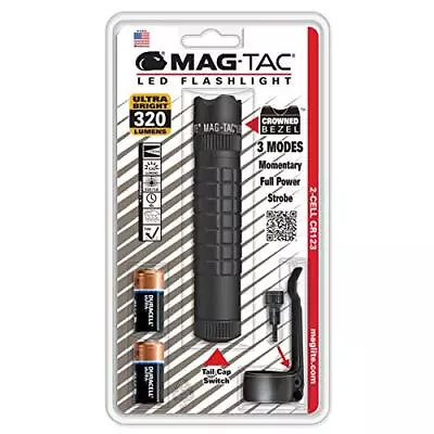 Mag-Tac LED 2-Cell CR123 Flashlight - Crowned-Bezel Matte Black • $42.65