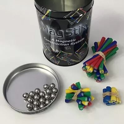 MagStix Magnetic Construction System Build Set Storage Tin 68 Piece Magnet • $23.99