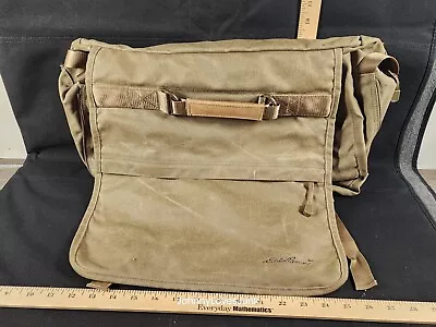 Eddie Bauer Extended Green Canvas Messenger Laptop Crossbody Bag Used  • $30