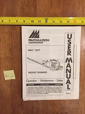 McCullough MAC GHT Hedge Trimmer User Manual • $15