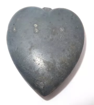 Vintage Antique Unique Heart Shaped Large Gray Metal Striker Match Lighter • $2.99