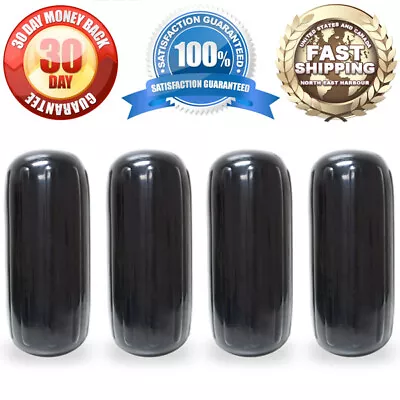 Center Hole Ribbed Boat Fender 8  X 20  4pc Inflatable Vinyl Mooring Guard Black • $118.99