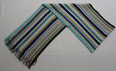 Missoni For Target 50/50 Wool Acrylic Blend Striped Fringe Scarf Zigzag VTG • $25.48