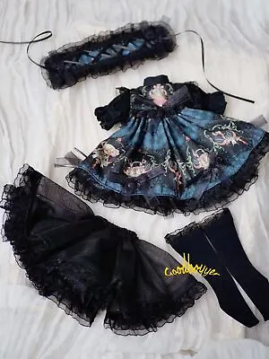 1/6 1/4 BJD Outfit Clothes Blue Lolita Dress Suit Little Flower Fairy 4 Pcs Set • $41.67