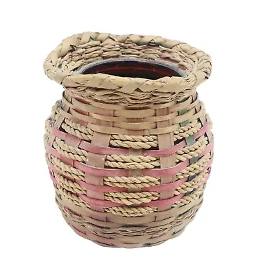 Native American Sewing Basket Passamaquoddy Sweetgrass Antique Maine Estate B56 • $122.49