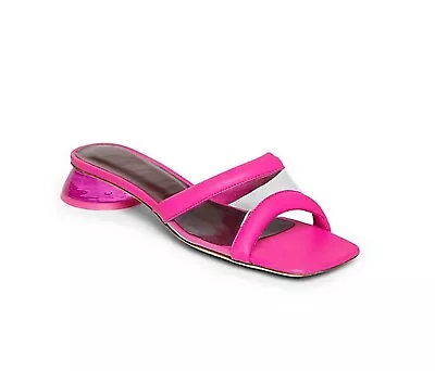 STAUD $350 Simone Leather / PVC Mules Shoes Bougainvillea / Pink EU 38 / US 8 • $120