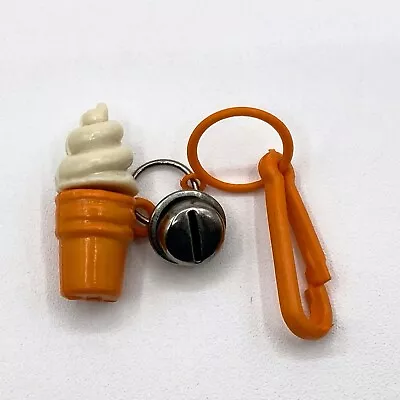 Vintage 1980s Plastic Clip On 80s Bell Charm Vanilla Ice Cream Cone Orange NEW • $21.59