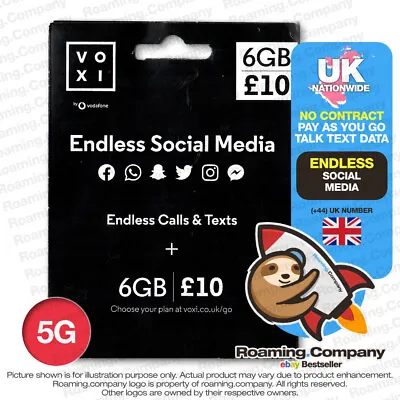 🚀 UNITED KINGDOM 5G DATA CALL TEXT PAYG Travel SIM Hotspot Roaming UK • $9.68