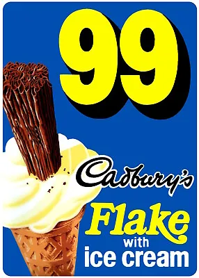 Retro Vintage Advertising ICE CREAM 99 Flake Inspired Café Shop Metal Tin Sign • £3.99