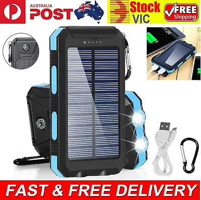 $22.99 • Buy 1000000mAh Solar Power Bank Panel 2 USB Portable Phone Charger External Battery