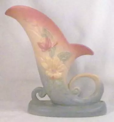 Hull Magnolia Matte Cornucopia Vase 19-8 1/2 Pink Blue Yellow Art Pottery 1947 • £144.66