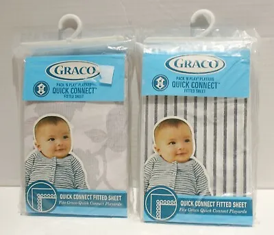 Graco Pack 'n Play Playard Quick Connect Fitted Sheet 2pk Floral/Stripes 27 X36  • $16.59
