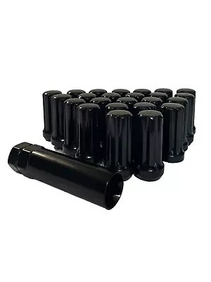 (20) 14X1.5 Black 7 Spline Acorn Lug Nut 2  Long Fits GM Silverado Sierra 5lug • $25.99