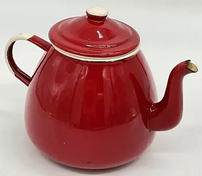 Emalia Olkusz Enameled Red Tea Pot #1907 • $68.55