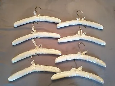 Vintage Padded Clothes Hangers-Ivory Satin-Boudoir/Lingerie/Sweater Set Of 8 • $15.99