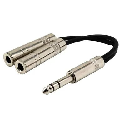 6.35mm 1/4  Stereo Male To Dual 1/4  TRS Female Audio Y Splitter Cable Connector • $8.98