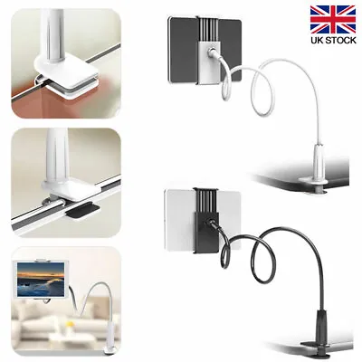 Flexible Arm Gooseneck Lazy BedDing Clamp Stand Holders Mount For IPad Tablet • £7.55